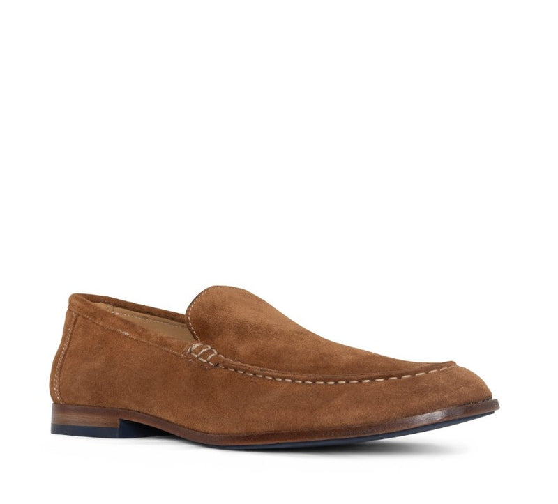 Stitch Suede Leather Loafers - Cognac