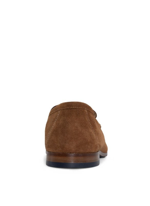 Stitch Suede Leather Loafers - Cognac