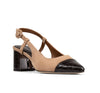 Oily Suede Leather Cap Toe Slingback Heel - Tobacco