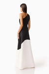 Colorblock Single Shoulder Gown - Black/White