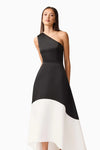 Colorblock Single Shoulder Gown - Black/White