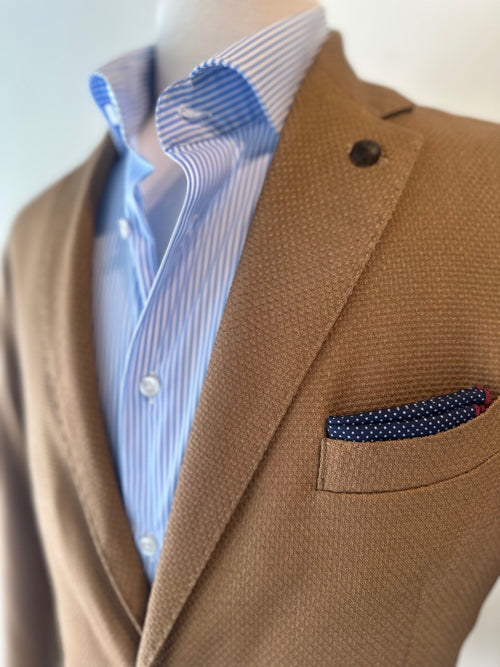 Textured Patch Pocket Blazer - Camel