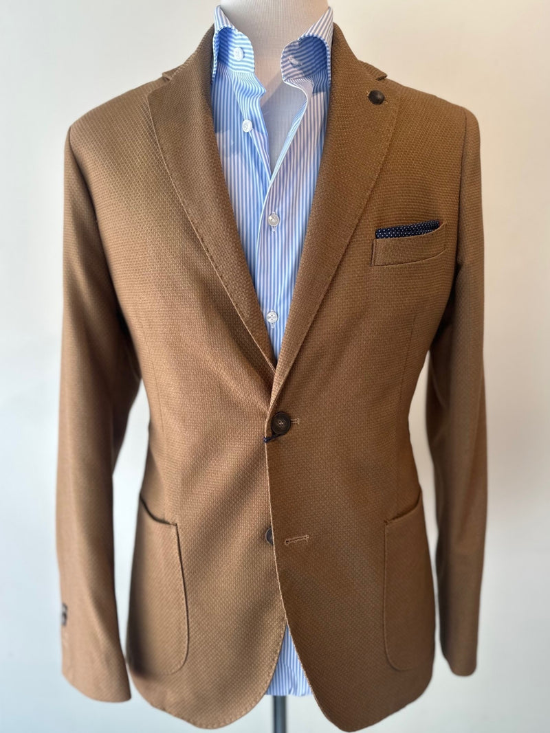 Textured Patch Pocket Blazer - Camel