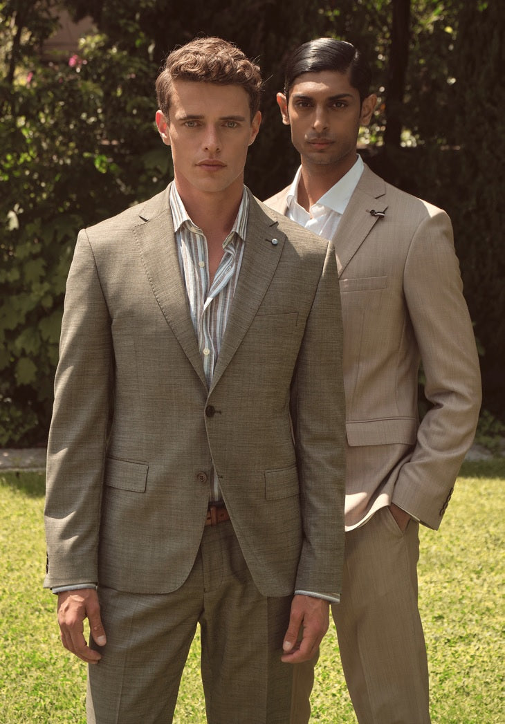 Italian Wool Suit - Olive Green