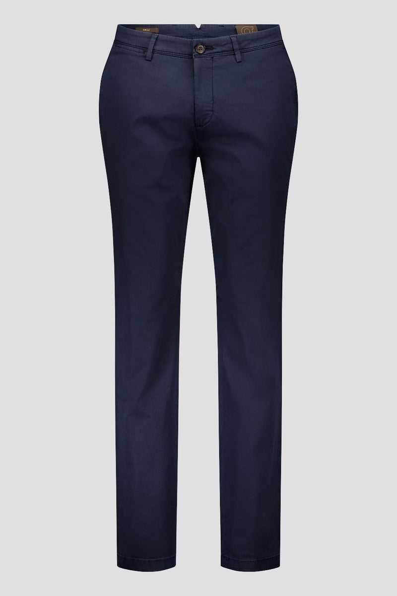 Slim Cotton Tencel Trousers - Navy