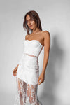 Bustier Gown with Lace Skirt - White