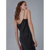 Silk Slip Maxi Dress with Double Shoulder Chain Straps - Ebony
