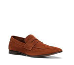 Tonal Stitch Suede Loafers - Brown