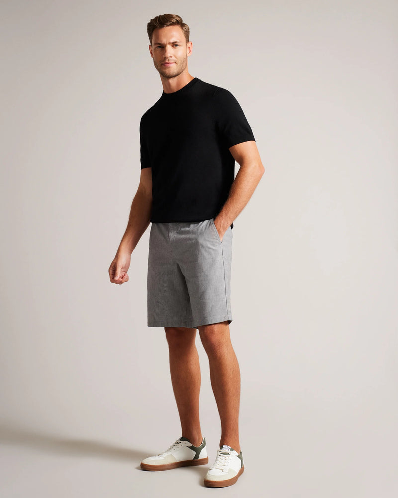 Print Cotton Shorts - Black