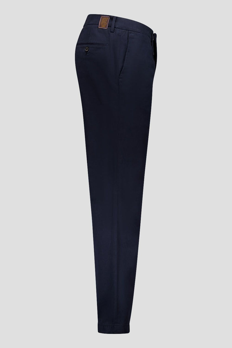 Soft Touch Satin Weave Cotton Trousers - Navy