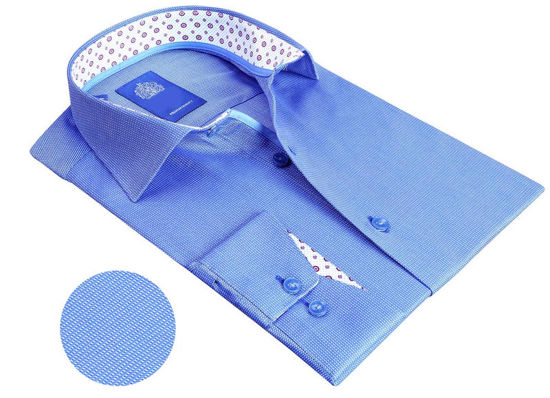Textured Long Sleeve Shirt - Bright Blue