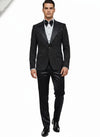 Jewel Studded Textured Tuxedo Jacket - Black
