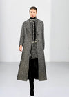 Soft Boucle Herringbone Peak Coat - Black/White