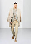 Virgin Wool Cashmere Windowpane Blazer - Pearl Grey