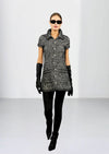Herringbone Tweed Mini Dress - Black