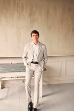 Slim Fit Linen Suit - Sand