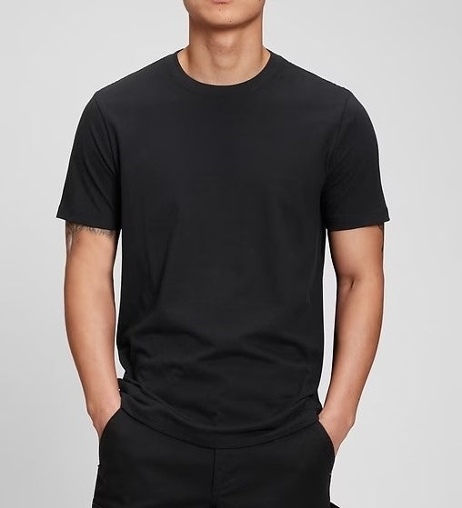 Mercerized Cotton Crewneck T-Shirt - Black