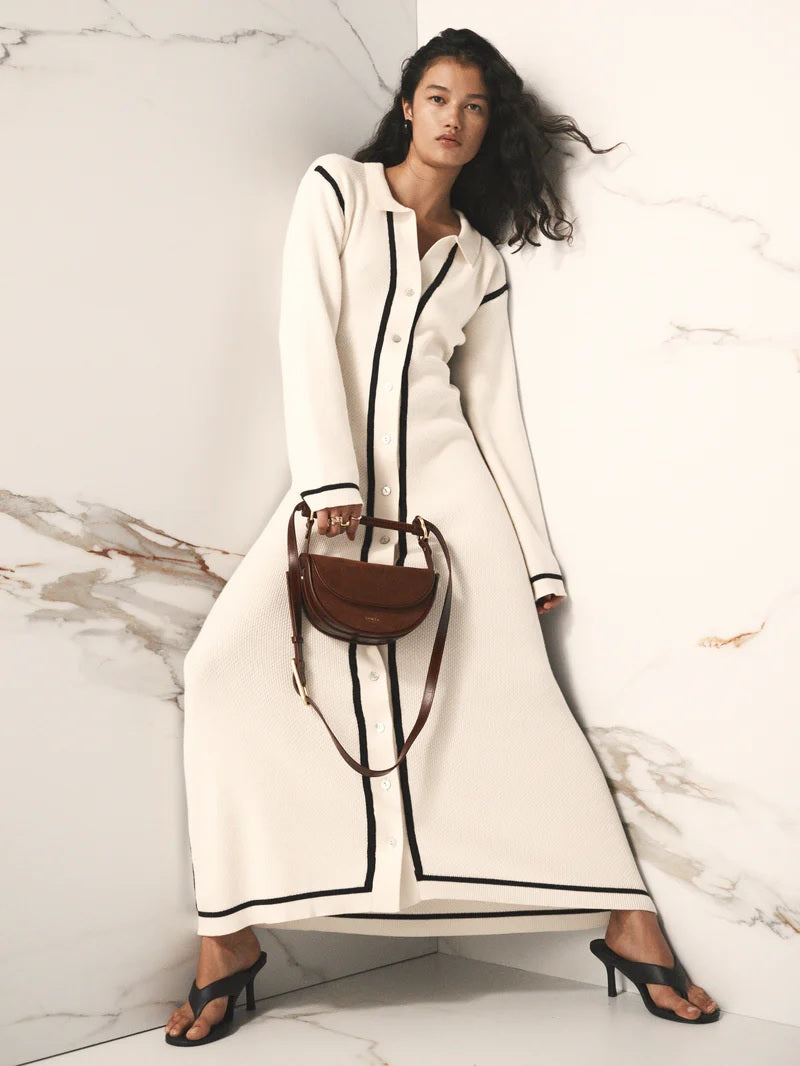 Leather Wrapped Bar Handle Bag - Cocoa