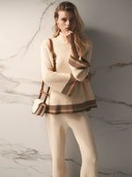 Leather Wrapped Bar Handle Bag - Ecru