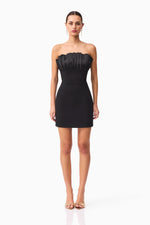 Strapless Ruffled Stretch Mini - Black