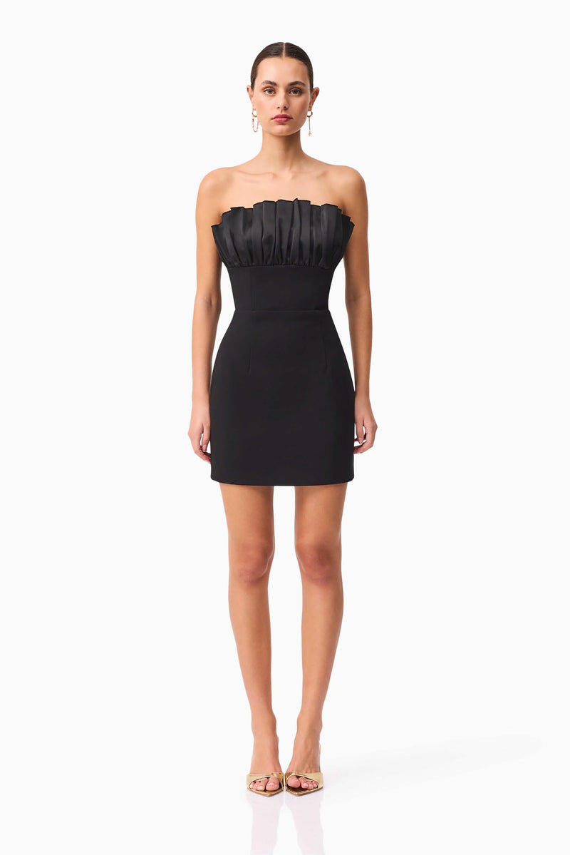 Strapless Ruffled Stretch Mini - Black