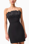 Strapless Ruffled Stretch Mini - Black