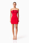 Strapless Ruffled Stretch Mini - Red