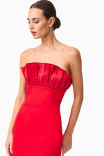 Strapless Ruffled Stretch Mini - Red