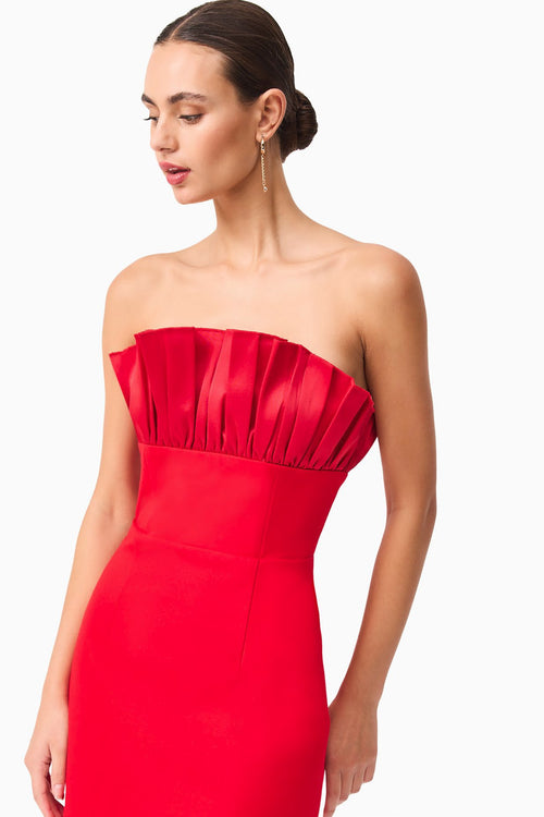 Strapless Ruffled Stretch Mini - Red