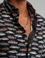 Cars Print Short Sleeve Shirt - Black