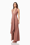 Halter Tie Waist Gown - Tan