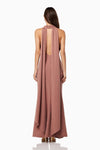 Halter Tie Waist Gown - Tan