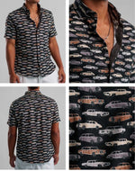 Cars Print Short Sleeve Shirt - Black