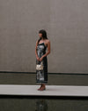 Single Shoulder Cupro Dress - Black Botanical
