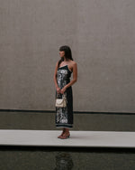 Single Shoulder Cupro Dress - Black Botanical