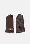 Leather Gloves with Snap Closure - Brown