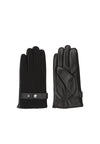 Leather Gloves with Snap Closure - Black