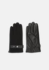 Leather Gloves with Snap Closure - Black