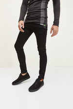 Reflective Detail Slim Fit Stretch Denim - Black