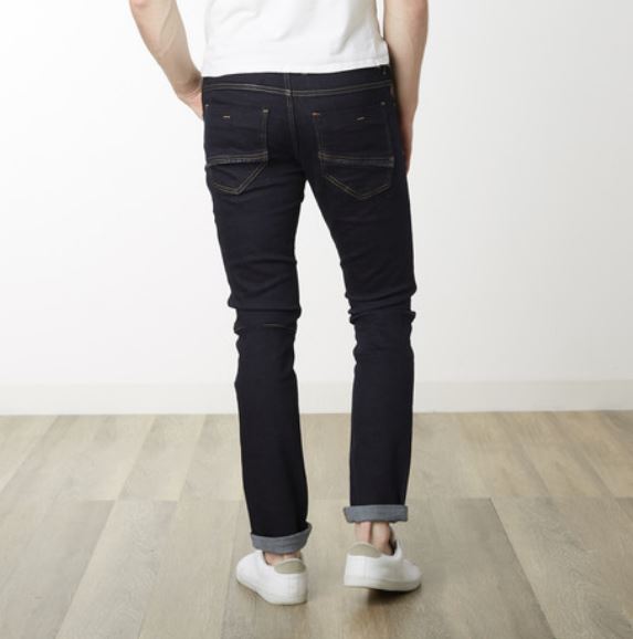 Reflective Detail Slim Fit Stretch Denim - Dark Blue