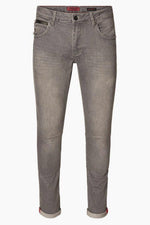 Reflective Detail Slim Fit Stretch Denim - Grey