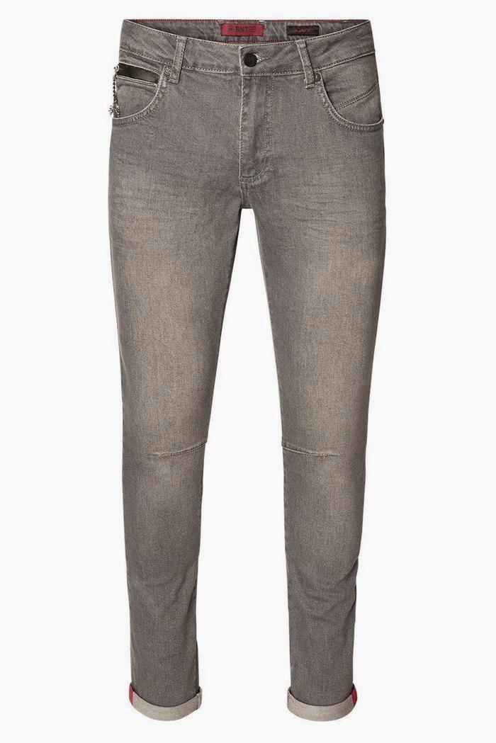 Reflective Detail Slim Fit Stretch Denim - Grey