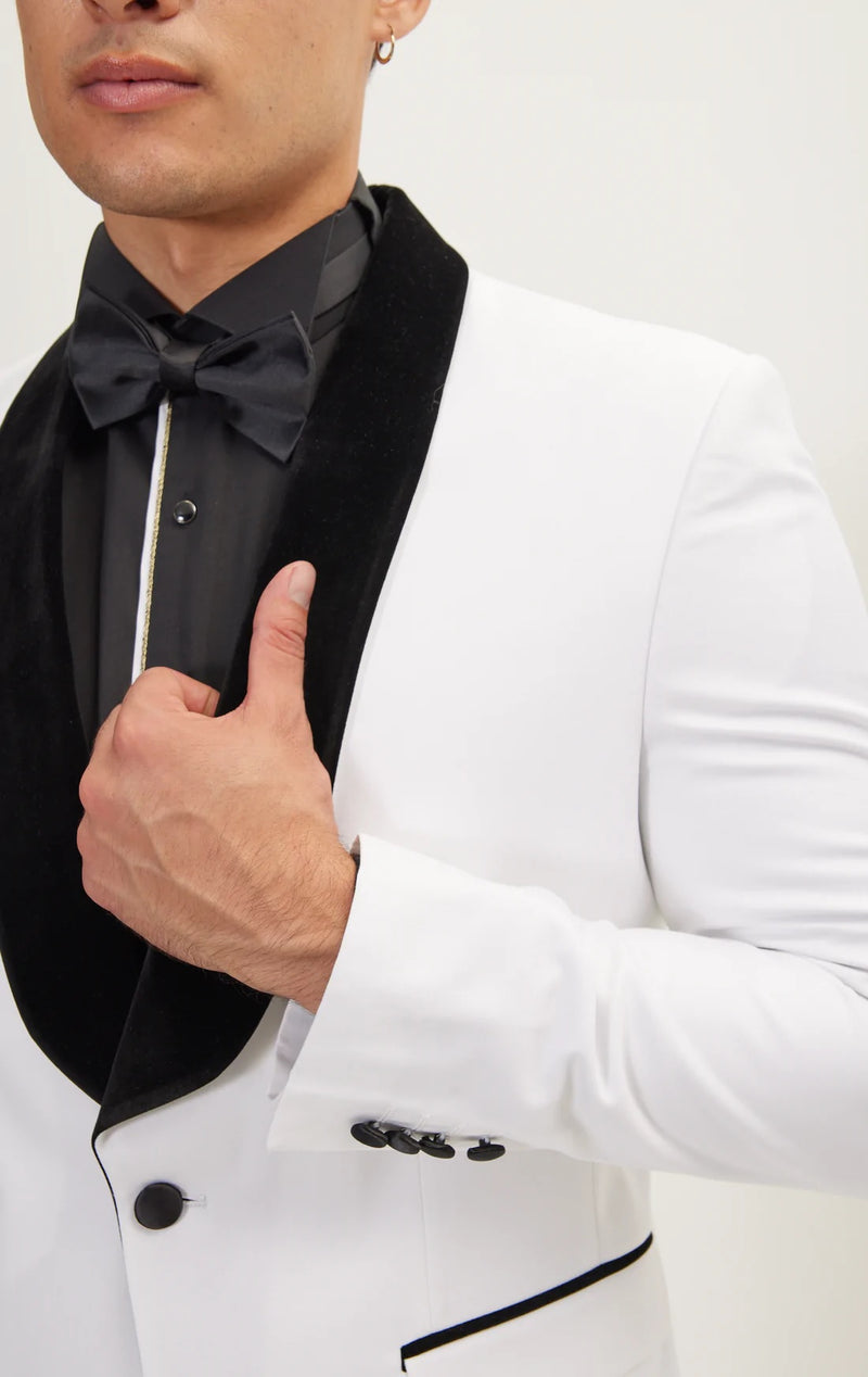 Ludlow Velvet Shawl Collar Tuxedo - White