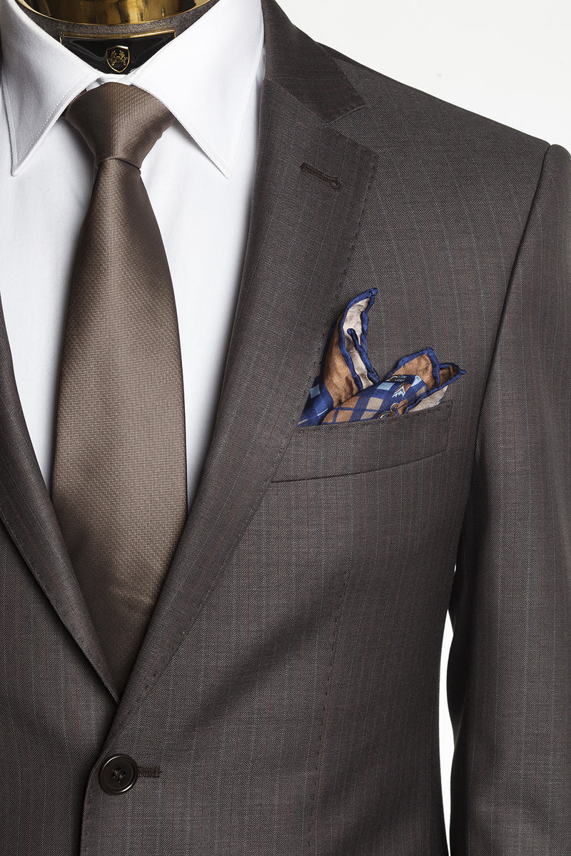 Merino Wool Tonal 2 Piece Suit - Brown
