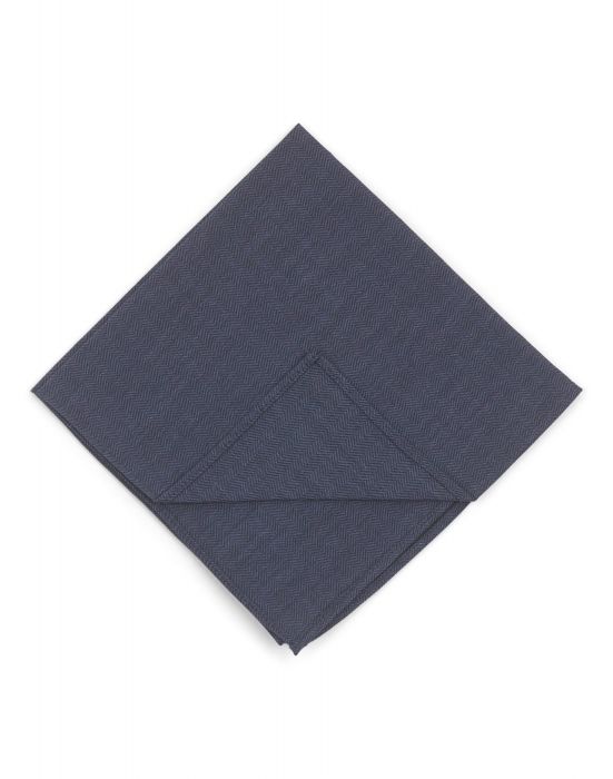 Textured Cotton Pocket Square- Navy
