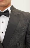 Floral Double-Breasted Peak Tuxedo- Black