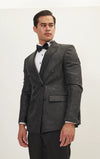 Floral Double-Breasted Peak Tuxedo- Black