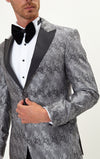 Paisley Peak Lapel Tuxedo - Silver