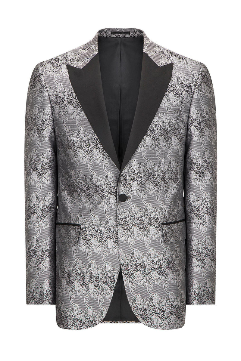 Paisley Peak Lapel Tuxedo - Silver