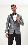 Paisley Peak Lapel Tuxedo - Silver